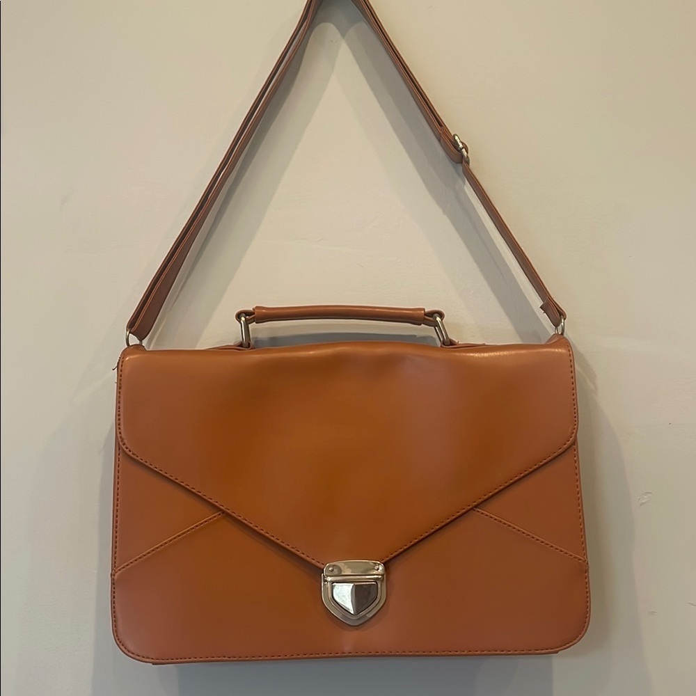 Stylish Tan faux Leather Satchel/bag- envelope style